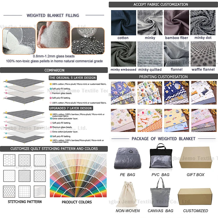 Heavy Bamboo Sensory Autism Adults Weighted Blanket Premium Heavy Blanket Glass Beads Sensory Weighted Blanket