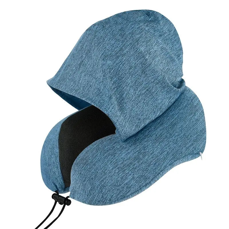 Hoodie Cervical Neck Pillow U Shape Memory Foam Travel Pillow for Adult Airplane Shoulder Pain Relief Comfortable