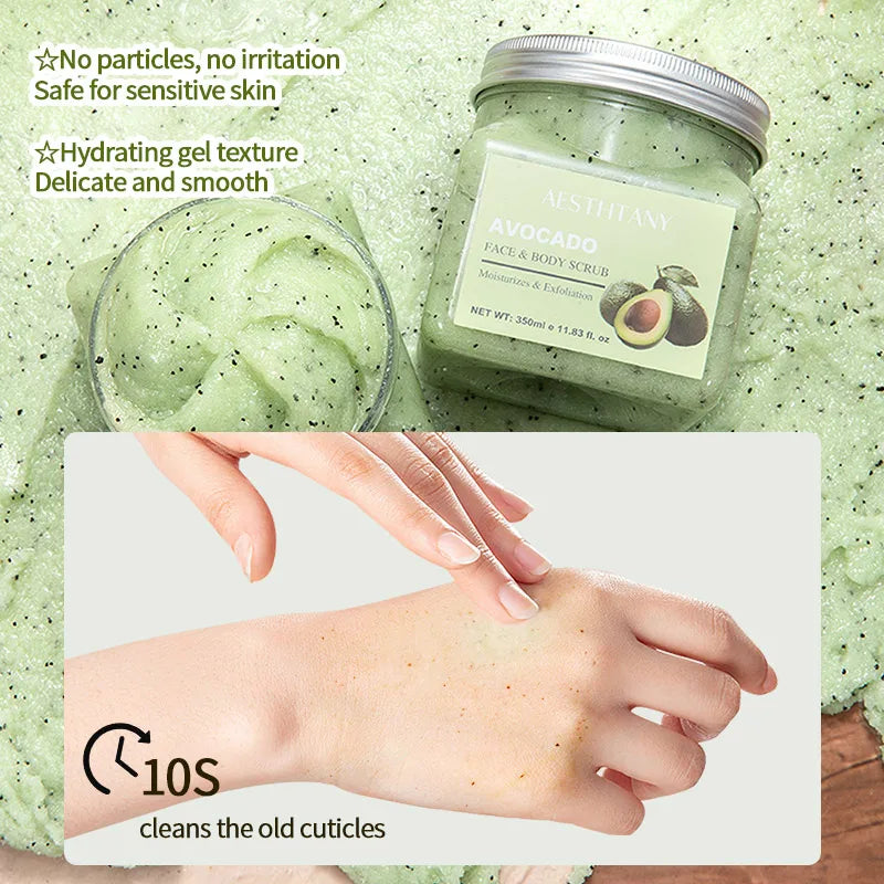 Korean Skin Care Collagen Avocado Salt Scrub OEM ODM Deep Cleaning Exfoliating Moisturizing Essential Oil Scent Aromatherapy Hot
