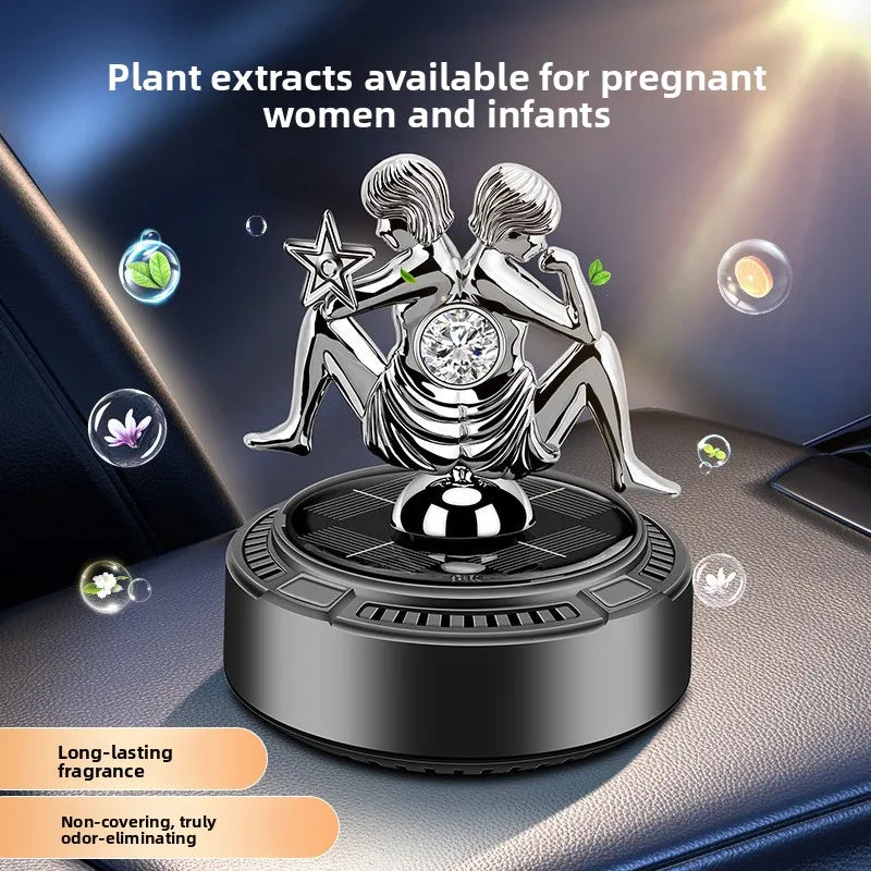 Diamond-encrusted Plastic Solar Energy Luxury Slow Turn Aromatherapy Ornaments Instrument Panel Natural Turn Stand Mount Car