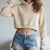 Customize Front Women's High Quality 100% Cotton Eco-Friendly Simple Solid Color Autumn/Winter Crop Hoodie Fashionable Street