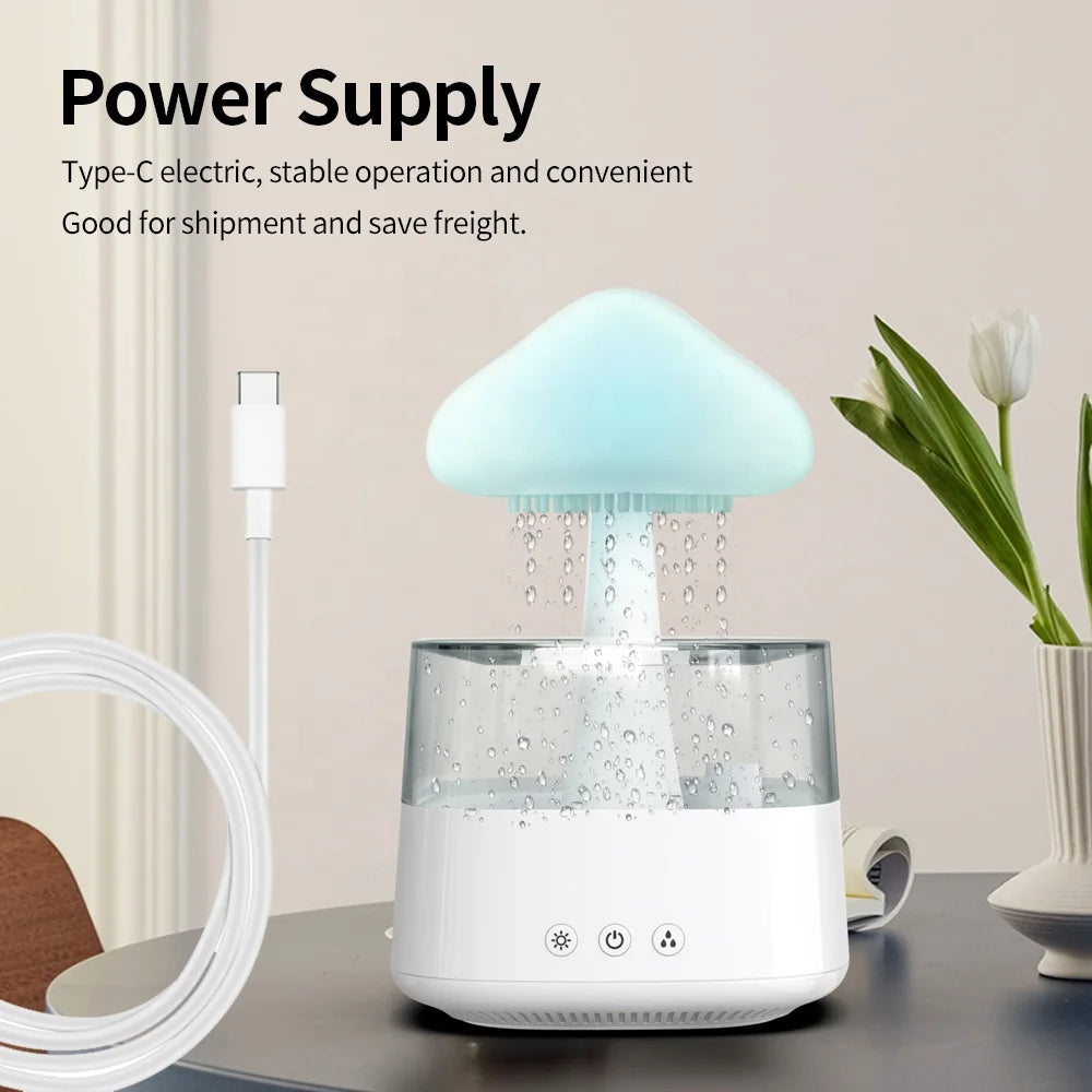 High Quality Desktop Rain Humidifier With 7 Coloured Lights White Noise Sleep Aid and Essential Oil Aromatherapy 3 in 1 for Room