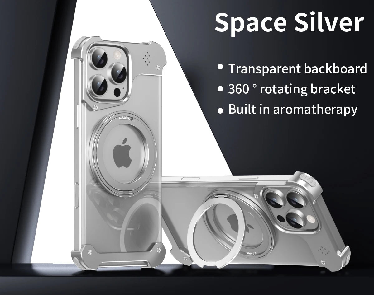 Shockproof 360 Rotation Ring Metal Cooling Case for iphone Magnetic Wireless Charging Stand Phone Case With Aromatherapy