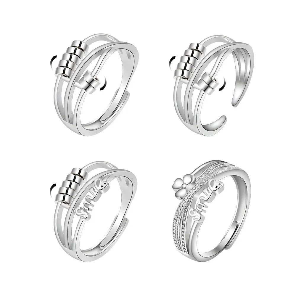 Energinox Dropshipping Adjustable Anxiety Jewelry Fidget Spinning Sterling Silver Ring
