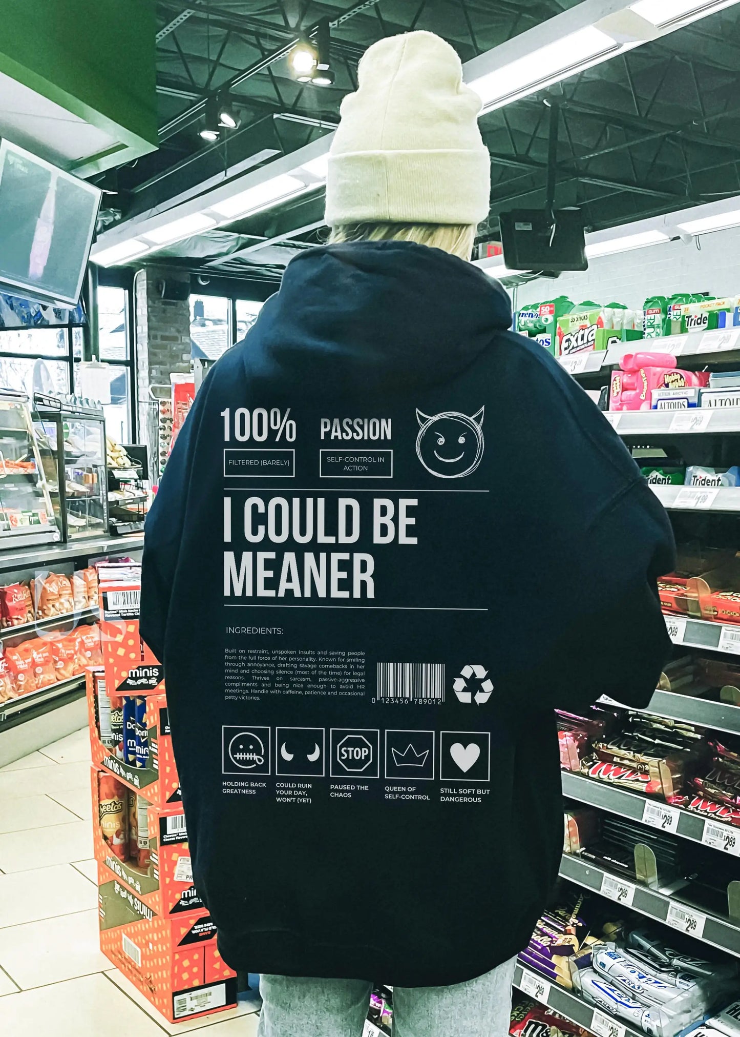 I Could Be Meaner Hoodie, Sarcastic Funny Oversized Sweatshirt Men's and Women's Loose Hoodies for Autumn and Winter