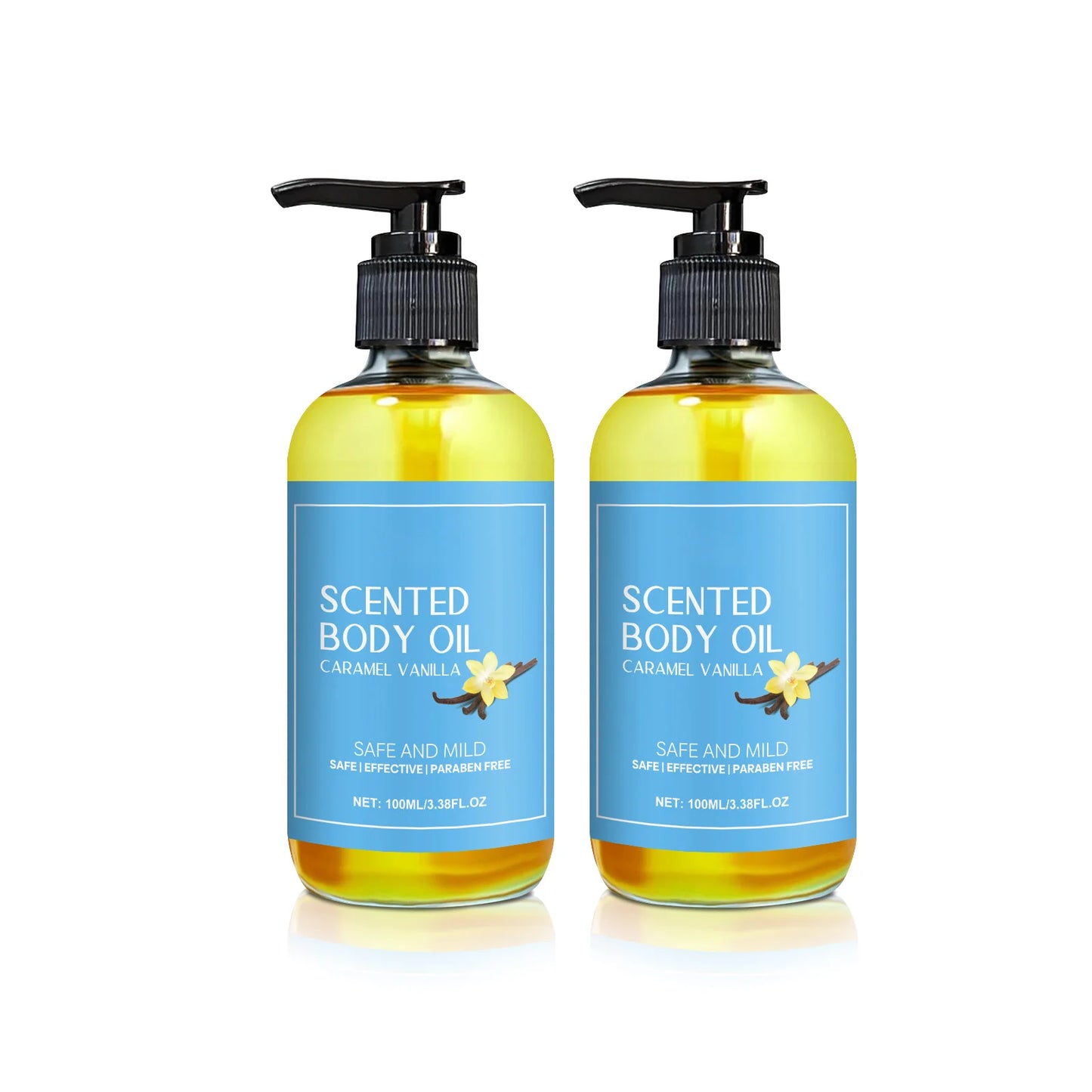 Stress Relief Body Oil with Vanilla - Deeply Moisturizes & Soothes Muscles, Herbal Formula for Relaxing Bath & Massage.