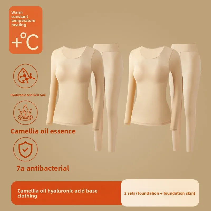 Ultra-Thin Heating Thermal Underwear Women Skin Care Skin Bottom Clothing Invisible Foundation Heattech Long Johns Set Winter