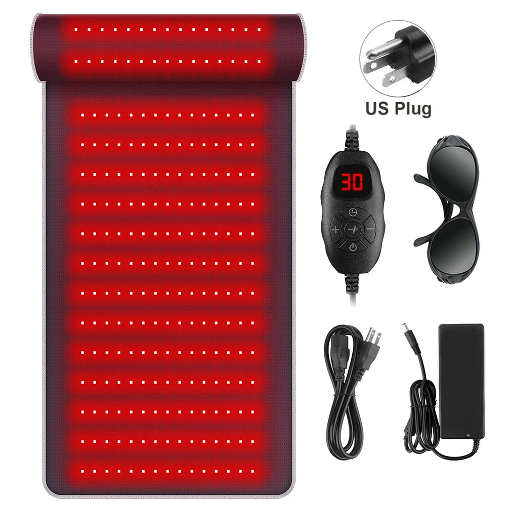 Red Light Therapy Mat with Ergonomic Neck Support & Far Infrared Heating - Full Body Pain Relief for Home & Clinical Use - 675