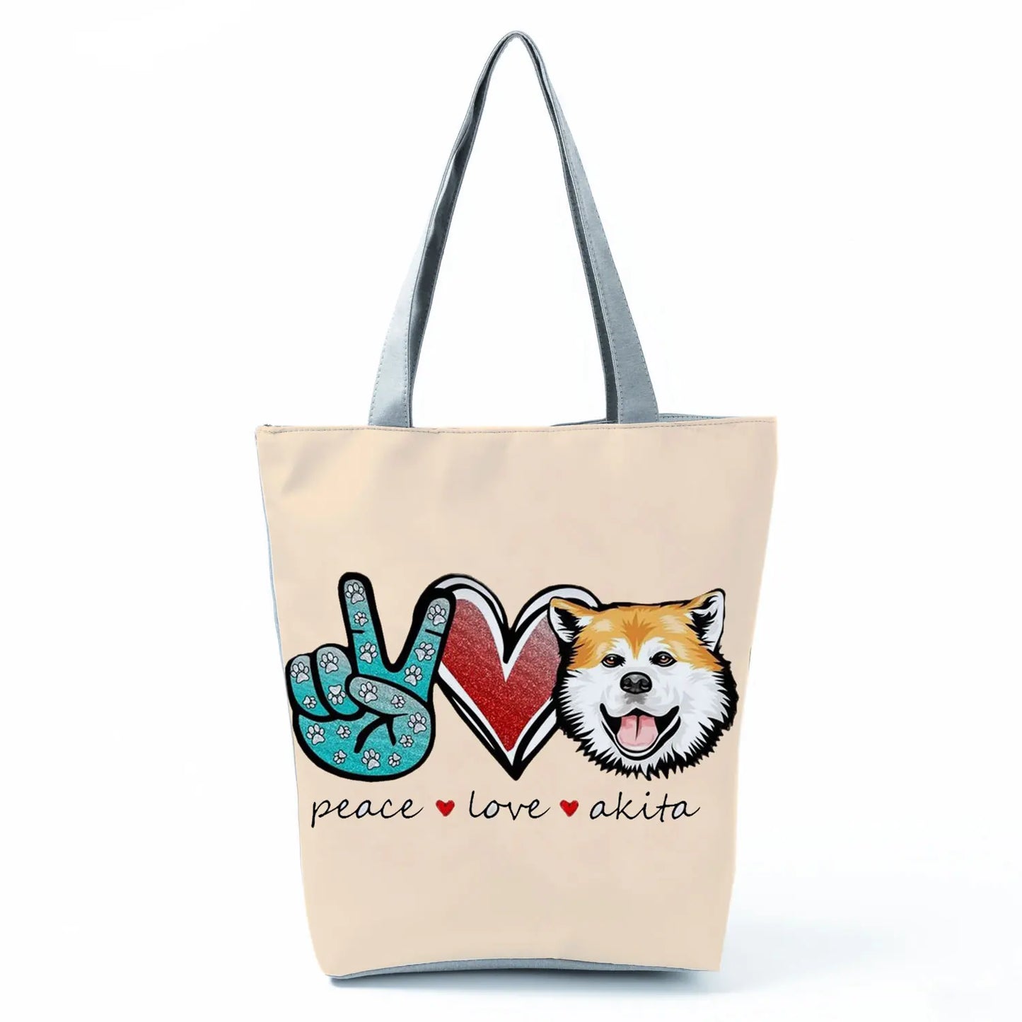 Customizable Cute West Dog Handbags For Women Groceries Pug Retriever Shopping Bags Foldable Animal Large Capacity Shoulder Bag