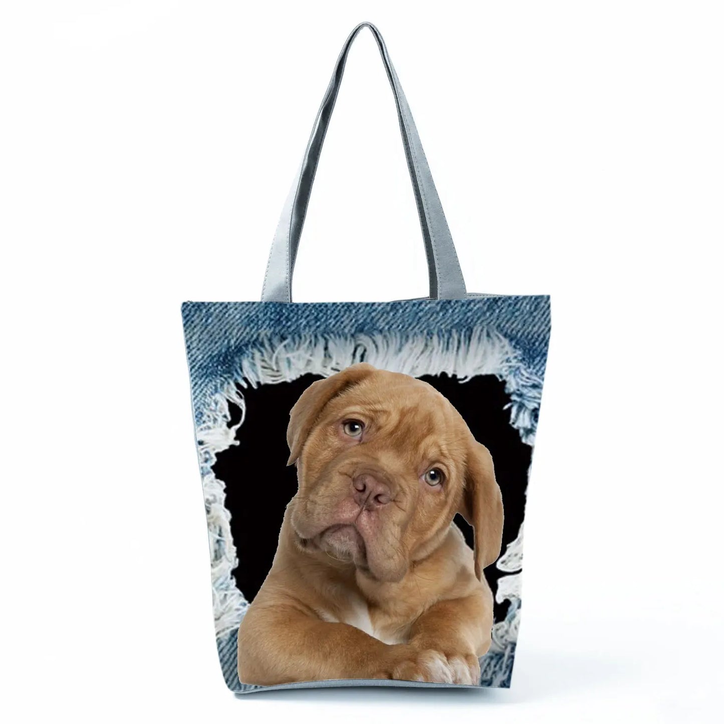 Customizable Cute West Dog Handbags For Women Groceries Pug Retriever Shopping Bags Foldable Animal Large Capacity Shoulder Bag