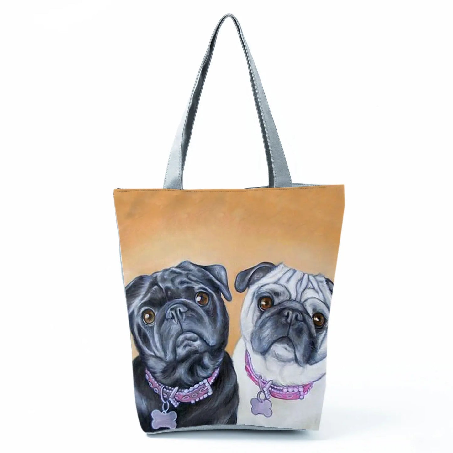 Customizable Cute West Dog Handbags For Women Groceries Pug Retriever Shopping Bags Foldable Animal Large Capacity Shoulder Bag