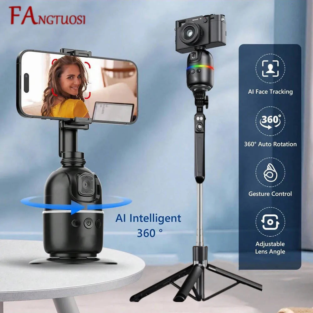 selfie stick Stabilizer 360°Auto Face Tracking AI Gimbal All-in-one Desktop Phone Holder Tripod For Smartphone Video Vlog Live