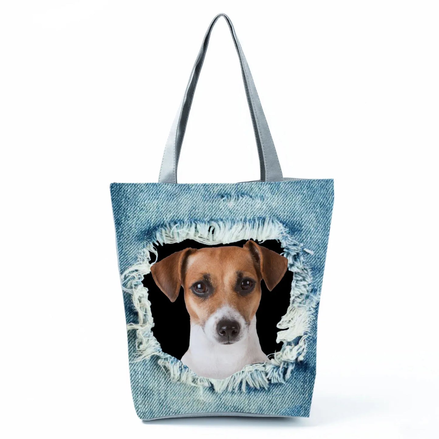 Customizable Cute West Dog Handbags For Women Groceries Pug Retriever Shopping Bags Foldable Animal Large Capacity Shoulder Bag