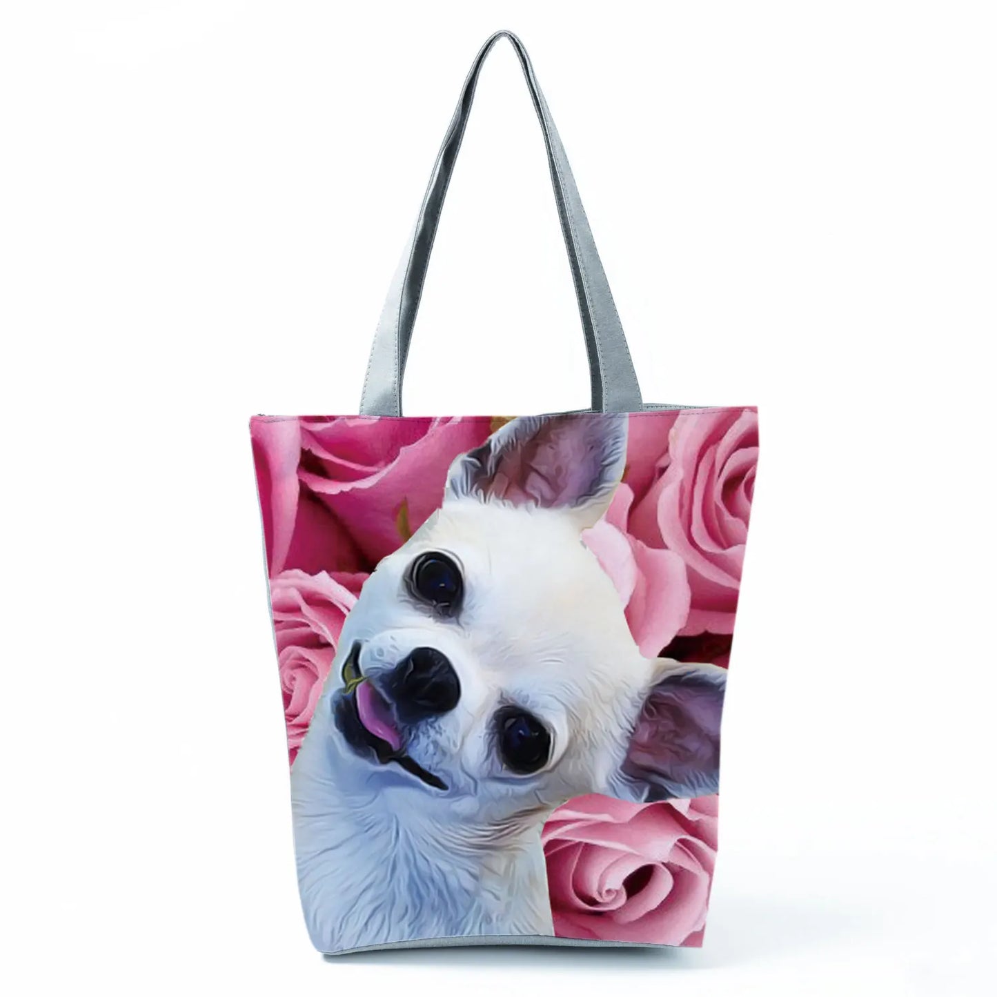 Customizable Cute West Dog Handbags For Women Groceries Pug Retriever Shopping Bags Foldable Animal Large Capacity Shoulder Bag