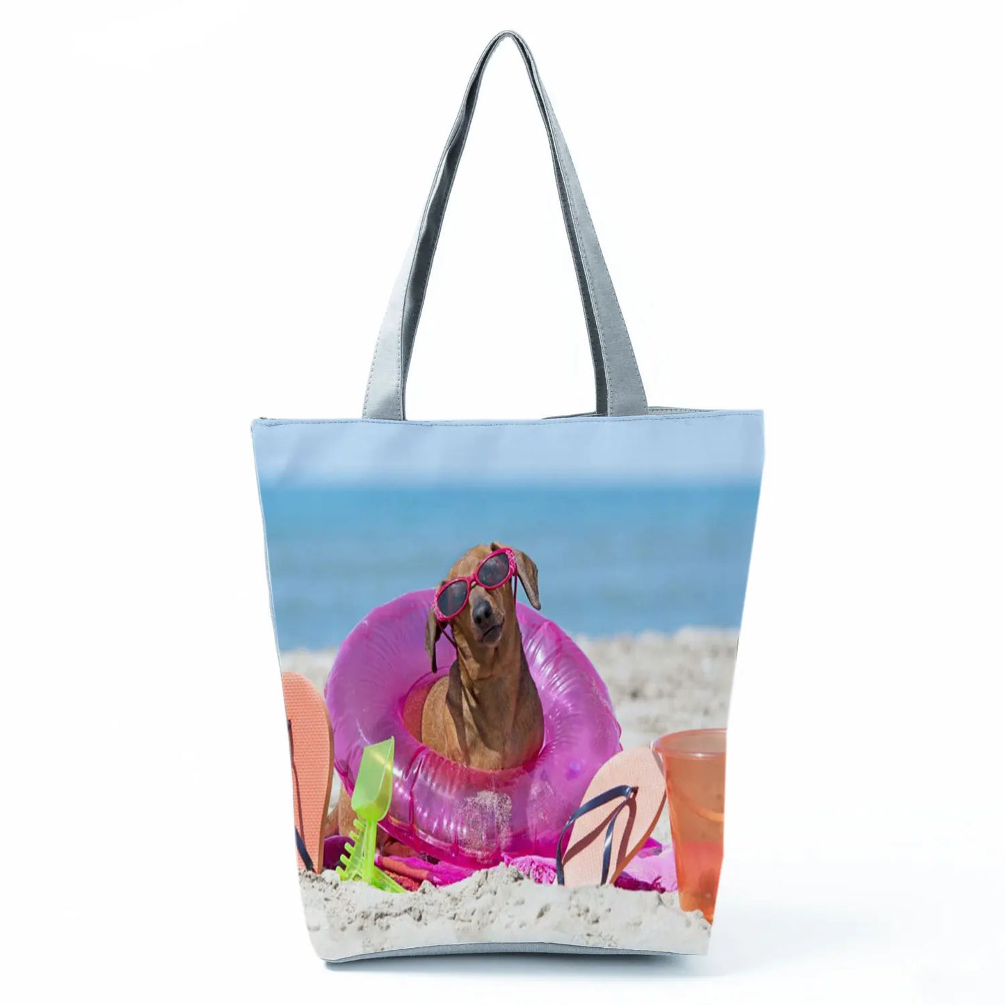 Customizable Cute West Dog Handbags For Women Groceries Pug Retriever Shopping Bags Foldable Animal Large Capacity Shoulder Bag