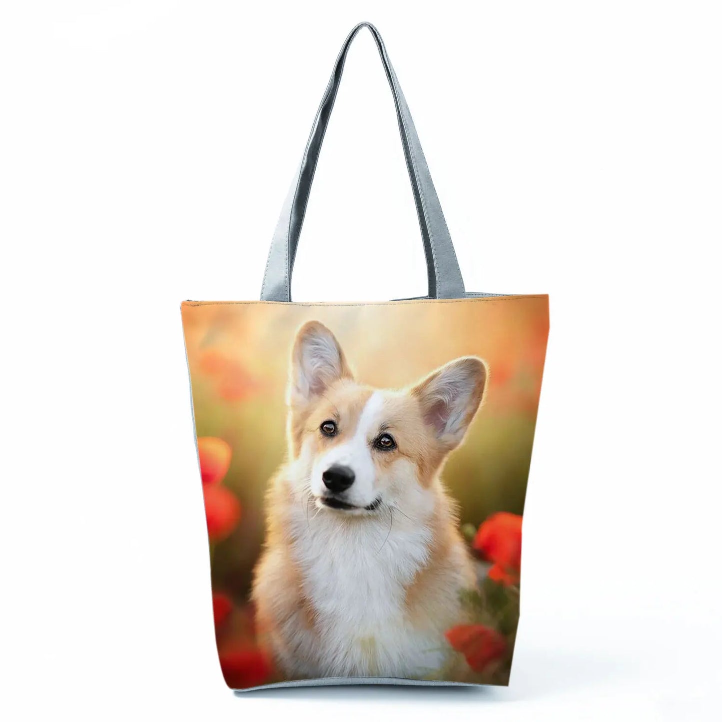 Customizable Cute West Dog Handbags For Women Groceries Pug Retriever Shopping Bags Foldable Animal Large Capacity Shoulder Bag