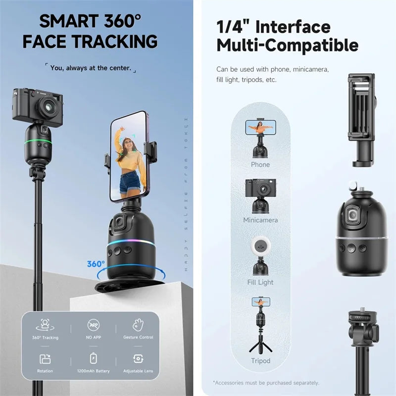 selfie stick Stabilizer 360°Auto Face Tracking AI Gimbal All-in-one Desktop Phone Holder Tripod For Smartphone Video Vlog Live