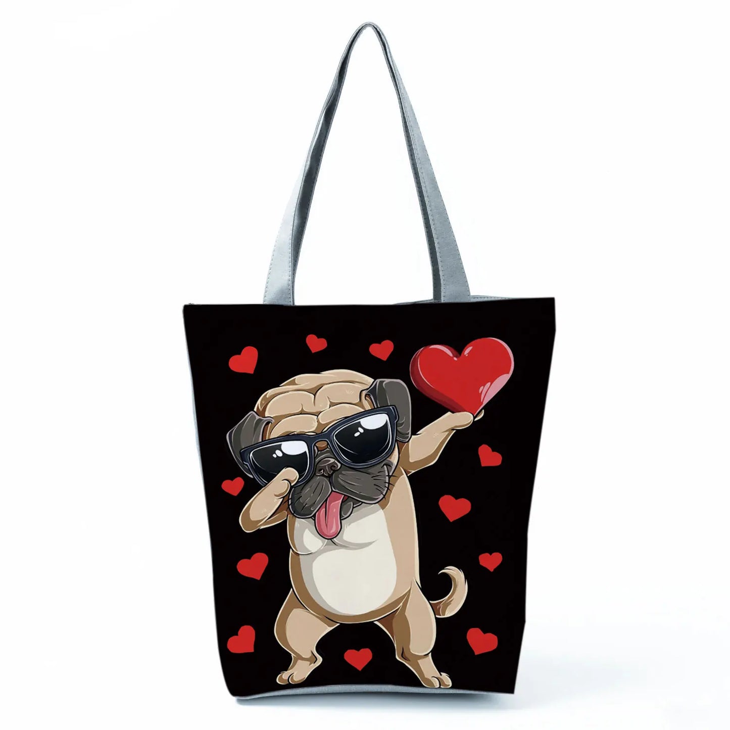 Customizable Cute West Dog Handbags For Women Groceries Pug Retriever Shopping Bags Foldable Animal Large Capacity Shoulder Bag
