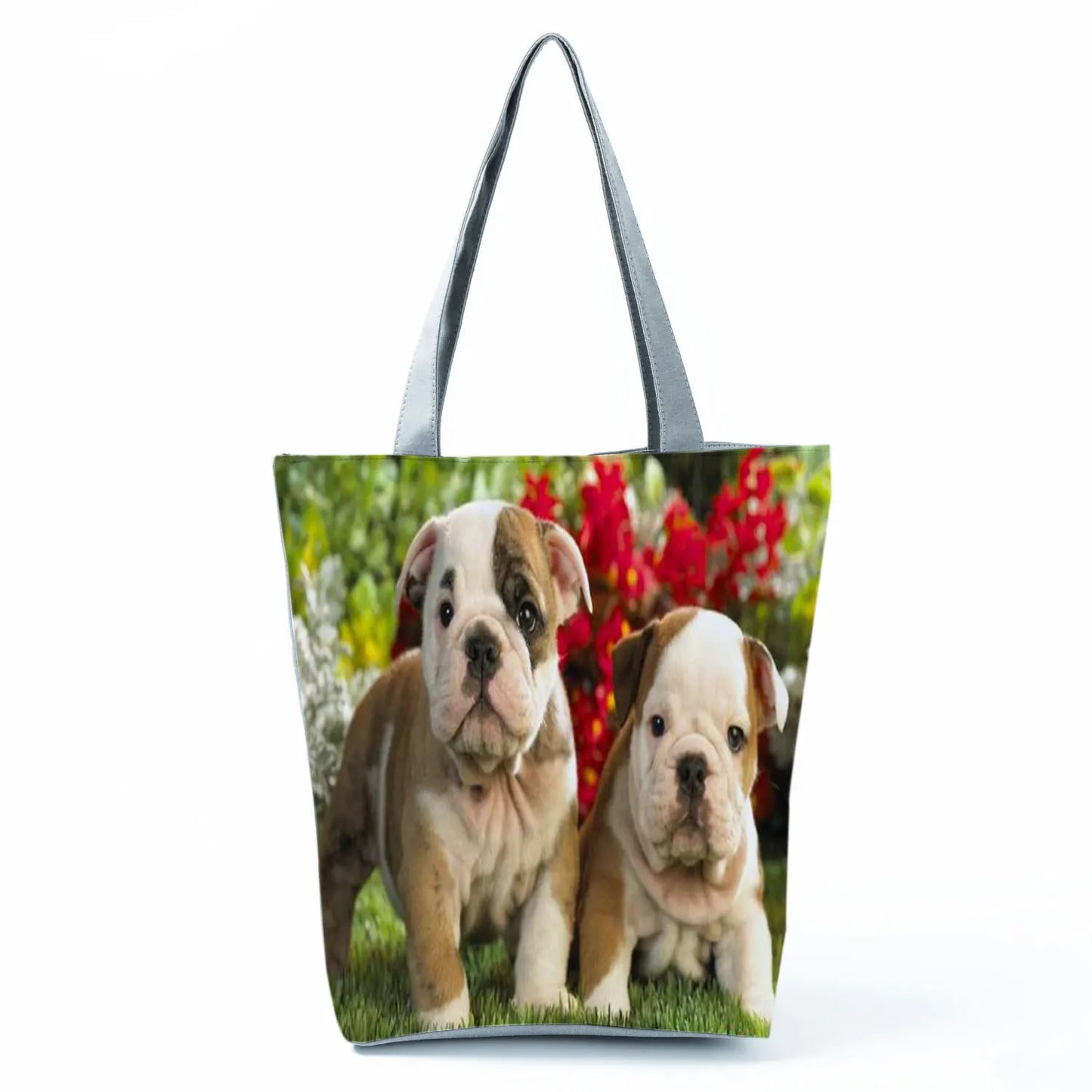 Customizable Cute West Dog Handbags For Women Groceries Pug Retriever Shopping Bags Foldable Animal Large Capacity Shoulder Bag