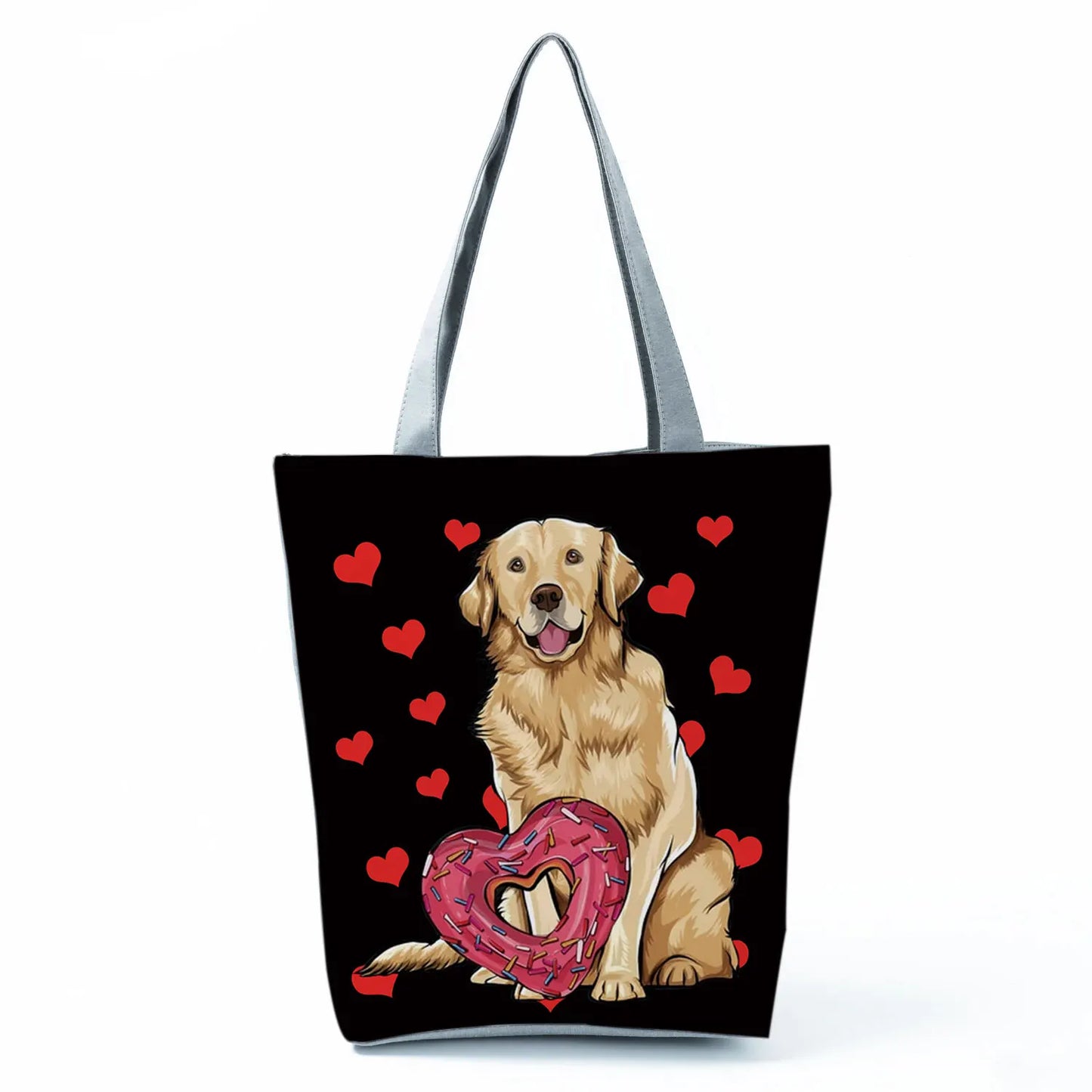 Customizable Cute West Dog Handbags For Women Groceries Pug Retriever Shopping Bags Foldable Animal Large Capacity Shoulder Bag