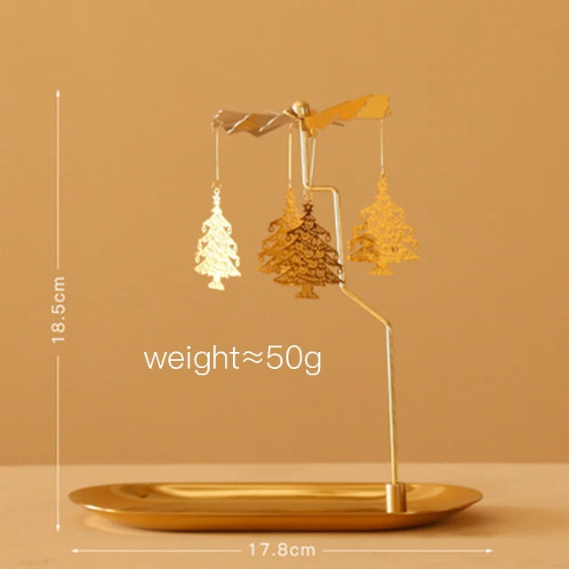 Creative Luxury  Golden Romantic Rotating Aromatherapy  Candlestick Christmas Gift Lantern  With Tray