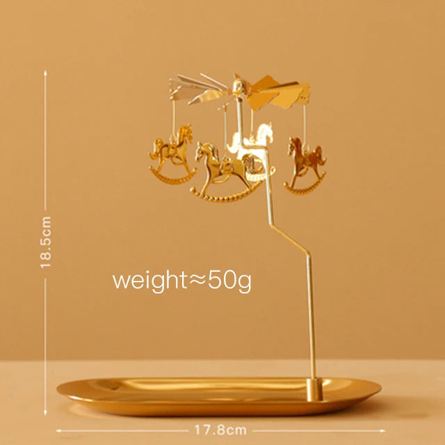 Creative Luxury  Golden Romantic Rotating Aromatherapy  Candlestick Christmas Gift Lantern  With Tray