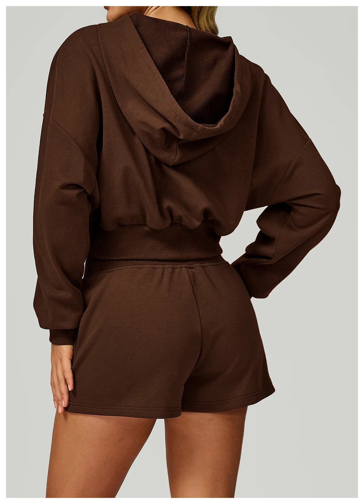 Women's Zippered Short Sweatshirt Hoodie for Autumn-Loose Fit Casual Sports Outfit for Running and Gym Wear