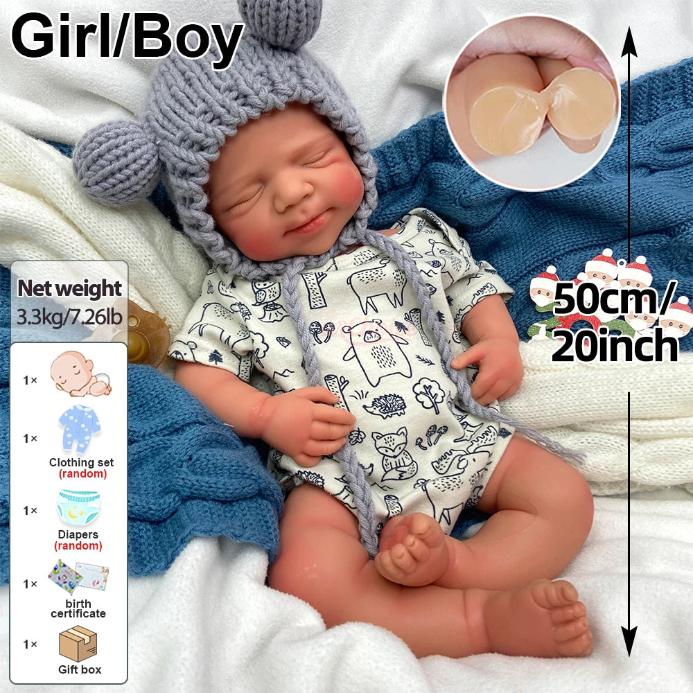 20inch Pascale with Pacifier Soft Anatomically Correct Silicone Baby Doll Lifelike Boy/girl Reborn Dolls for Anxiety Relief