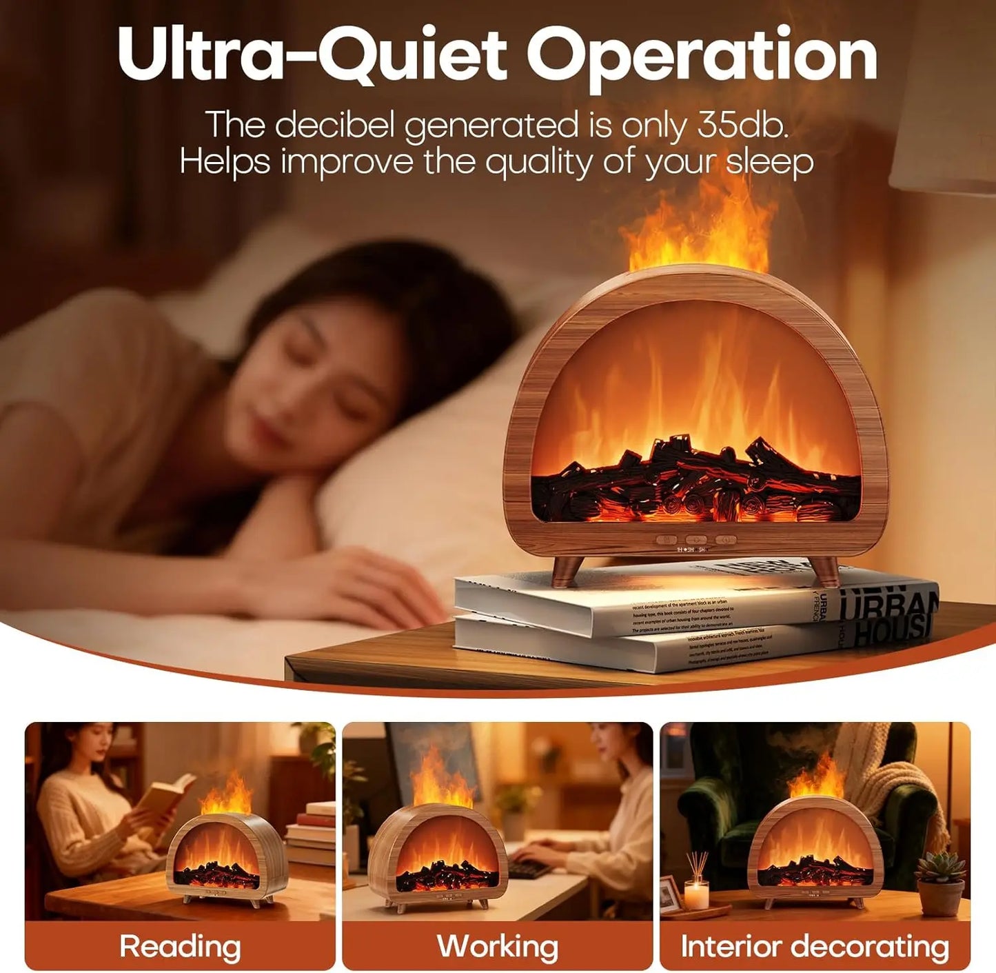 2026 Newest Portable USB Plastic Aroma Diffuser Flame Humidifier 3D Fire Ultrasonic Remote Control Aromatherapy for Household