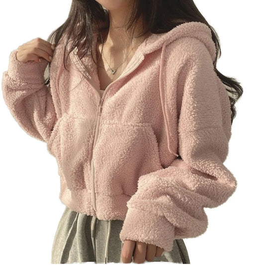 OEM/ODM Custom High Quality Women's Hoodie Breathable Anti-shrink Lined Casual Short Autumn Knitted
