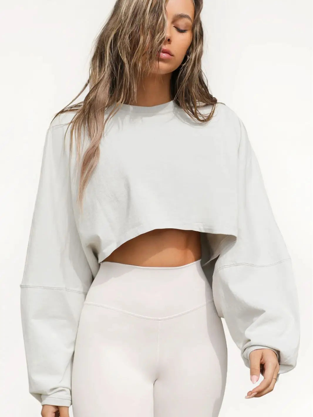 Custom logo Oversized Drop Shoulder Hoodie for Women Custom Crop Tops Solid Color Casual Tshirt  Style