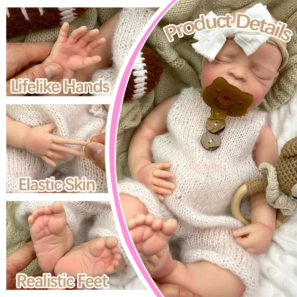 Wholesale  44CM Realistic Silicone Reborn Baby Dolls Girl  With Pacifier Veined Skin Photography Props  Accompany Baby Gifts