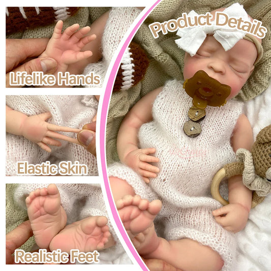 Wholesale  44CM Realistic Silicone Reborn Baby Dolls Girl  With Pacifier Veined Skin Photography Props  Accompany Baby Gifts