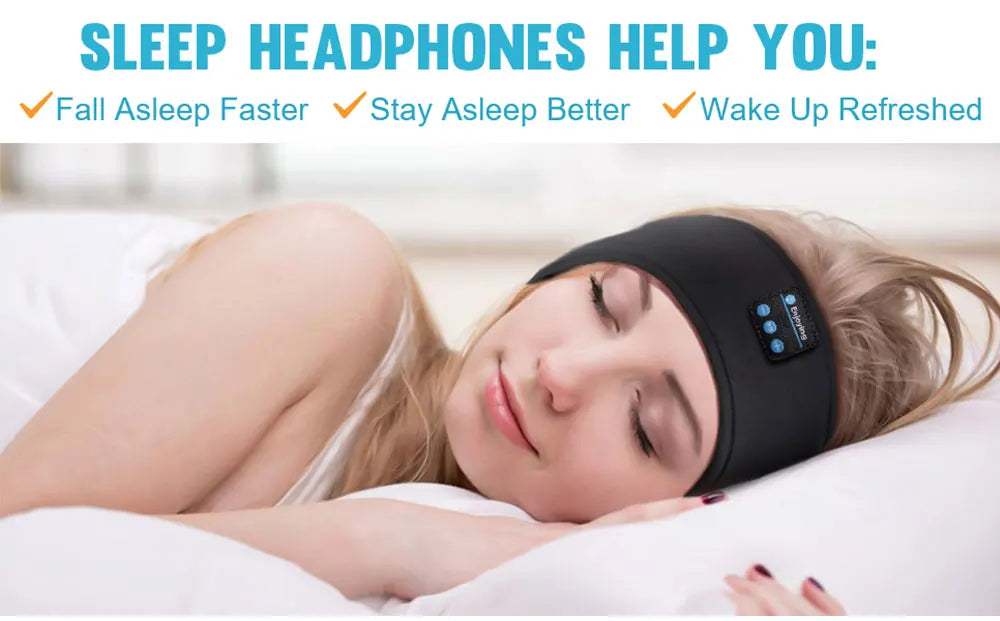 Sleep Eye Mask with Bluetooth 5.0 Headphones Soft Elastic Comfortable Headband ASMR Sleeping  Band 10H Music