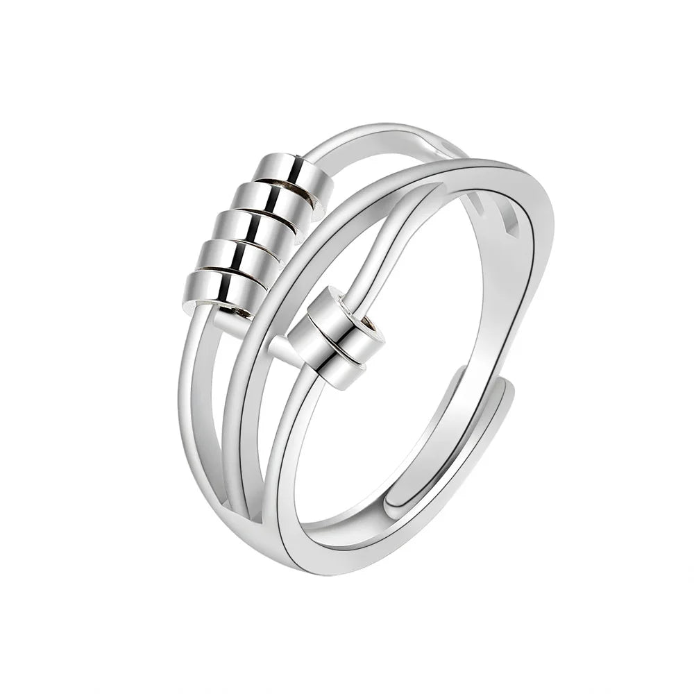 Energinox Dropshipping Adjustable Anxiety Jewelry Fidget Spinning Sterling Silver Ring