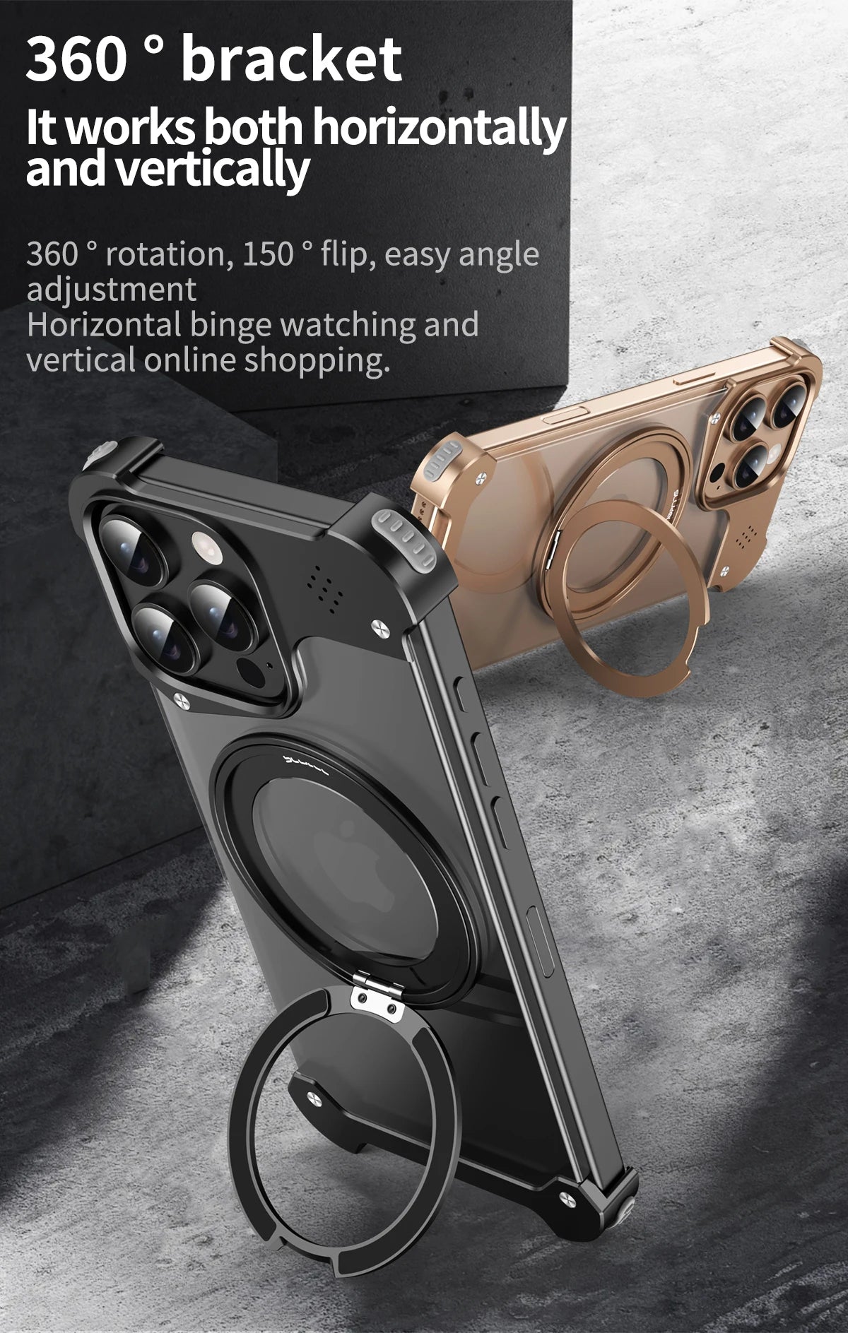 Shockproof 360 Rotation Ring Metal Cooling Case for iphone Magnetic Wireless Charging Stand Phone Case With Aromatherapy