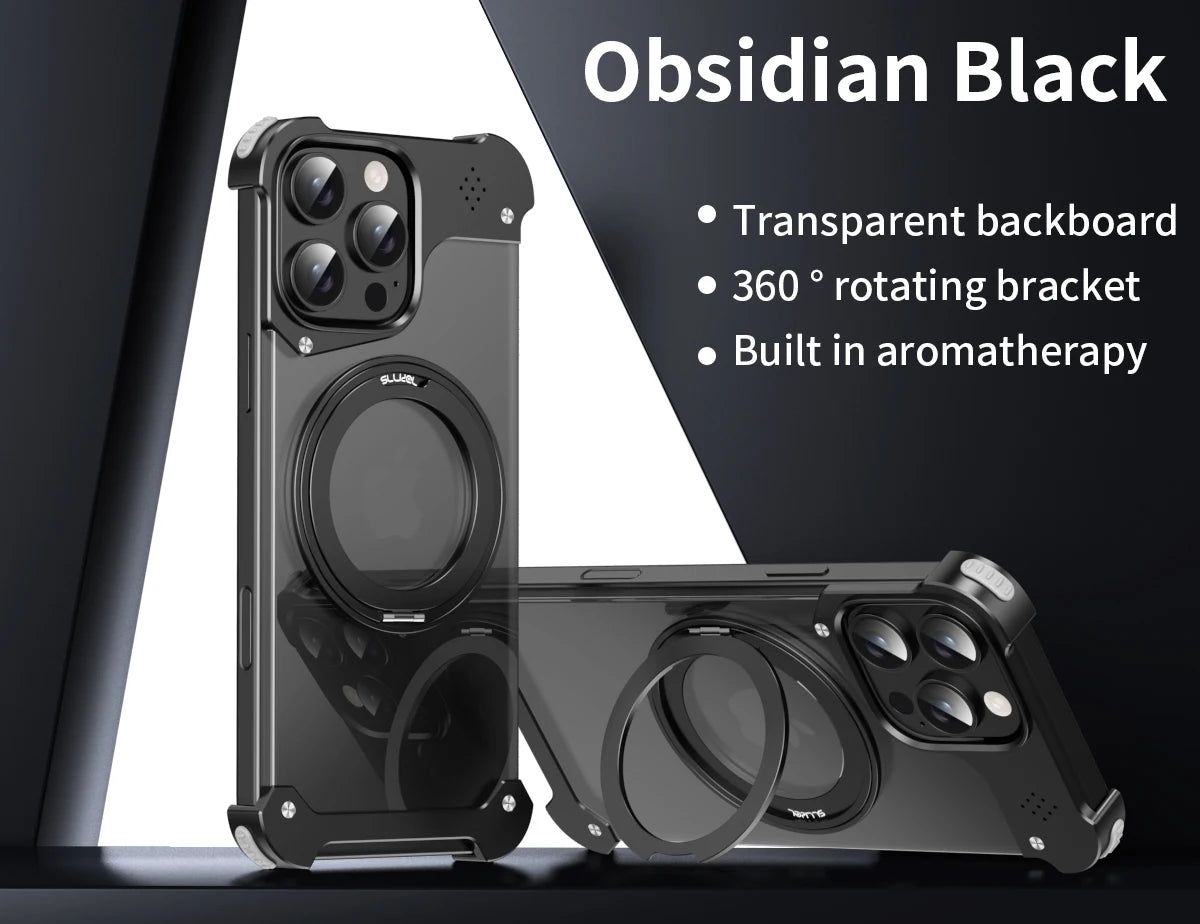 Shockproof 360 Rotation Ring Metal Cooling Case for iphone Magnetic Wireless Charging Stand Phone Case With Aromatherapy