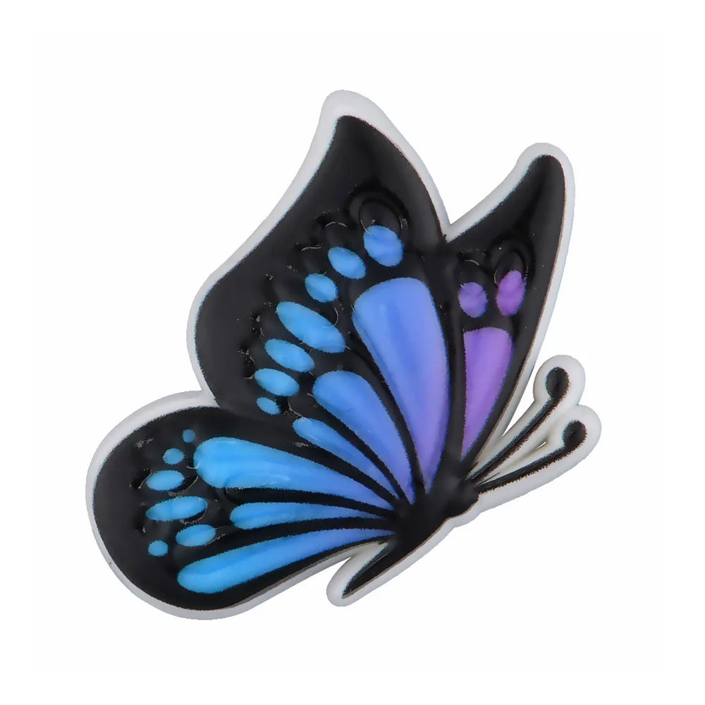 New Arrival Custom PVC Shoe Charms 3D UV Printing Flower Butterfly Design for Autism Beach Sandals Clogs Decoration Wholesale