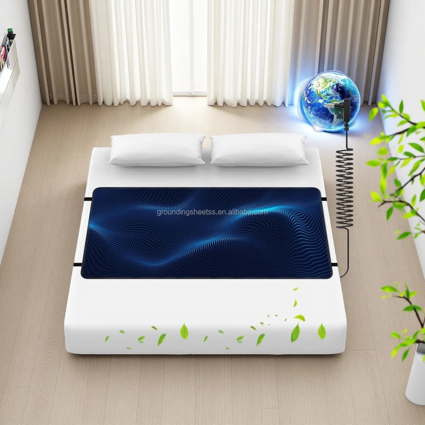 Earth Grounding Mat for Sleep - Reduce Inflammation, Pain, and Anxiety, with Conductive Material