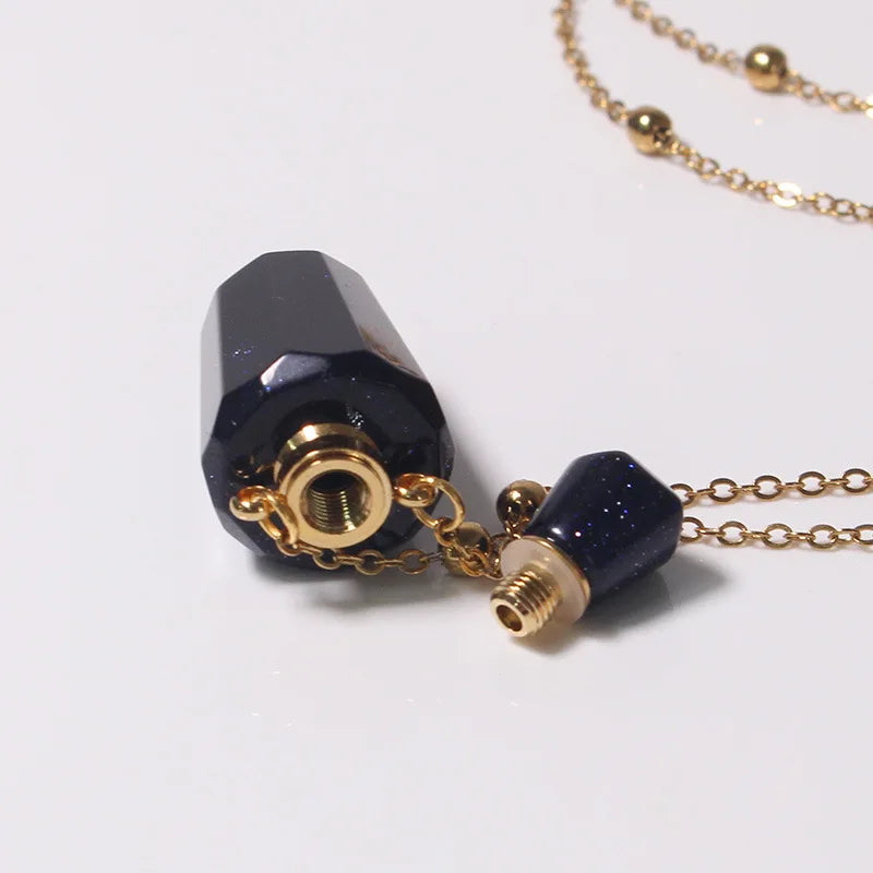 Reiki Natural White Crystal Amethyst Perfume Essential Oil Bottle Aromatherapy Hair Powder Empty Bottle Fashion Pendant Necklace