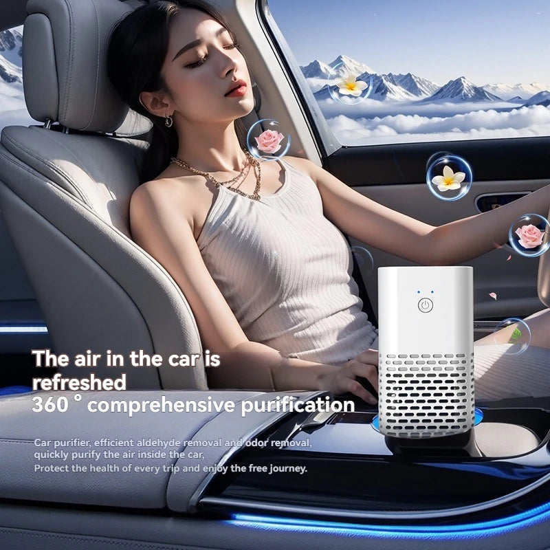 Negative Ion Air Purifier with Purple LED, Small Space Desktop Air Cleaner, Aromatherapy for Bedroom, Bathroom, Office