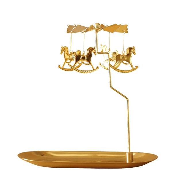 Creative Luxury  Golden Romantic Rotating Aromatherapy  Candlestick Christmas Gift Lantern  With Tray