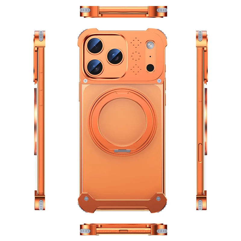 Shockproof 360 Rotation Ring Metal Cooling Case for iphone Magnetic Wireless Charging Stand Phone Case With Aromatherapy