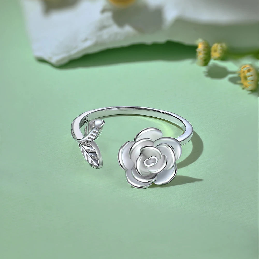 Dylam Trendy Rotating Spinning Anxiety Women Ring Jewelry 18K Gold Plated Custom Sun Flower S925 Sterling Silver Spinner Rings
