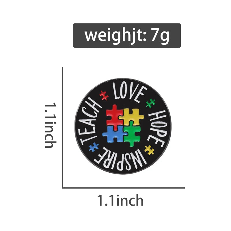 Autism Awareness Teacher Enamel Pins Teach Accept Understand Love Brooches Lapel Badge Rainbow Picture Puzzle Pin for Autism