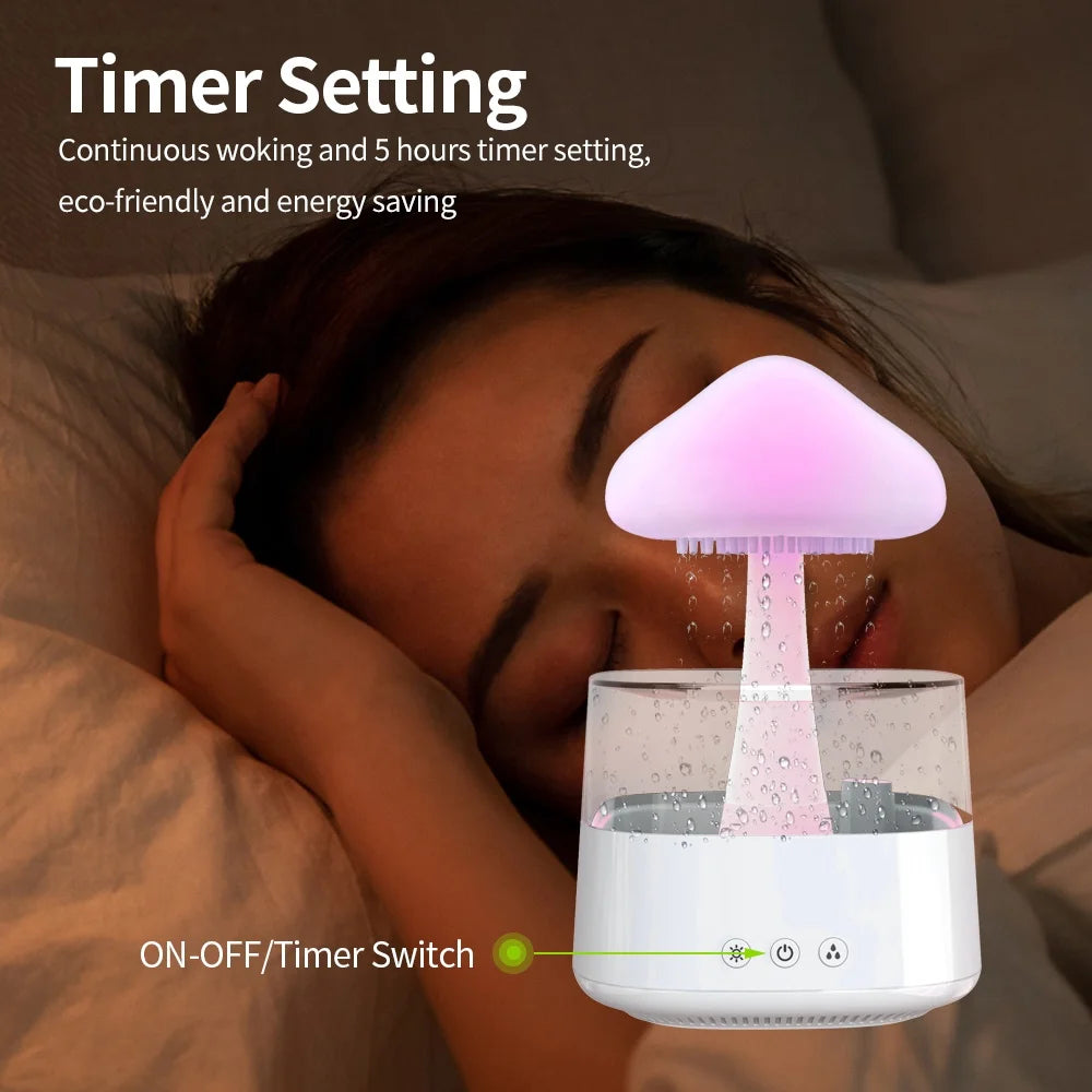 High Quality Desktop Rain Humidifier With 7 Coloured Lights White Noise Sleep Aid and Essential Oil Aromatherapy 3 in 1 for Room