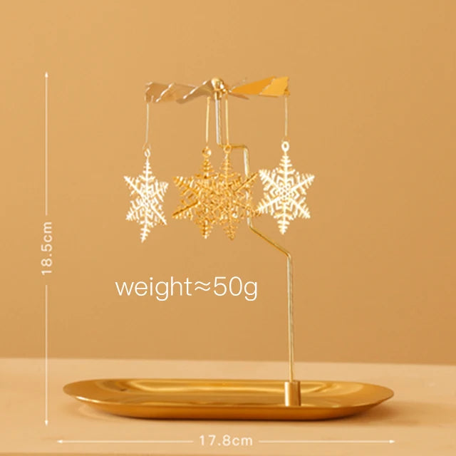 Creative Luxury  Golden Romantic Rotating Aromatherapy  Candlestick Christmas Gift Lantern  With Tray