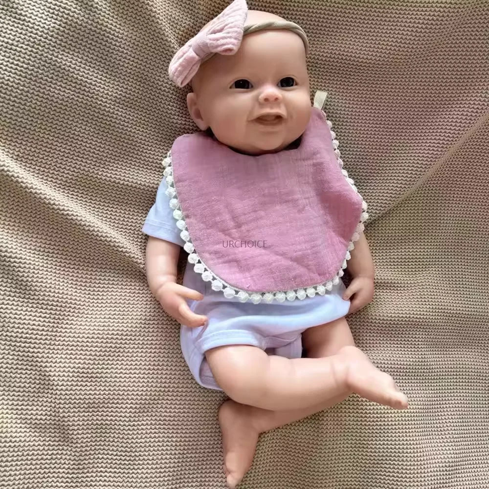 Factory Direct 18Inch Silicone Reborn Baby Doll Open Mouth Girl Realistic Vein Detail Baby Memorial Keepsake Collectible