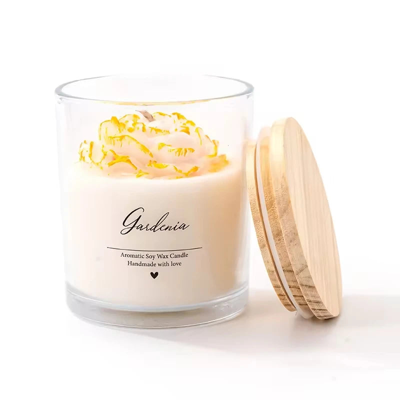 AIKUN Zen Ritual Scented Candle with Real Peony Petals Hand-poured Non-toxic Soy Wax Aromatherapy Candle for Mindful Living