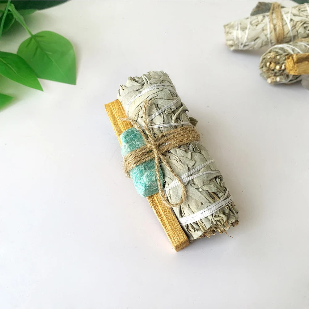 Natural Sage Peru Holy Wood  Crystal Original Stone Aromatherapy Set Yoga Meditation Indoor Purification
